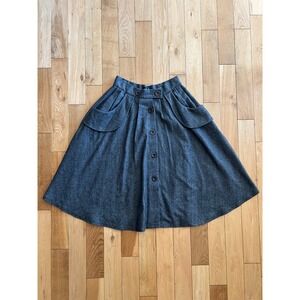 Hell Bunny Swing Skirt Wool Blend Gray Knee Length Retro Rockabilly Womens M